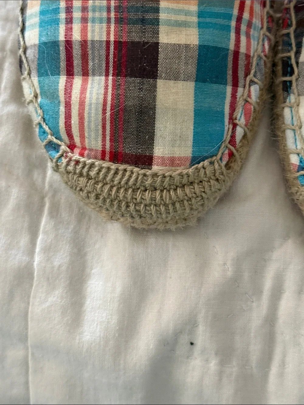 Franco Sarto Plaid Espadrilles in Blue, Red, White & Brown